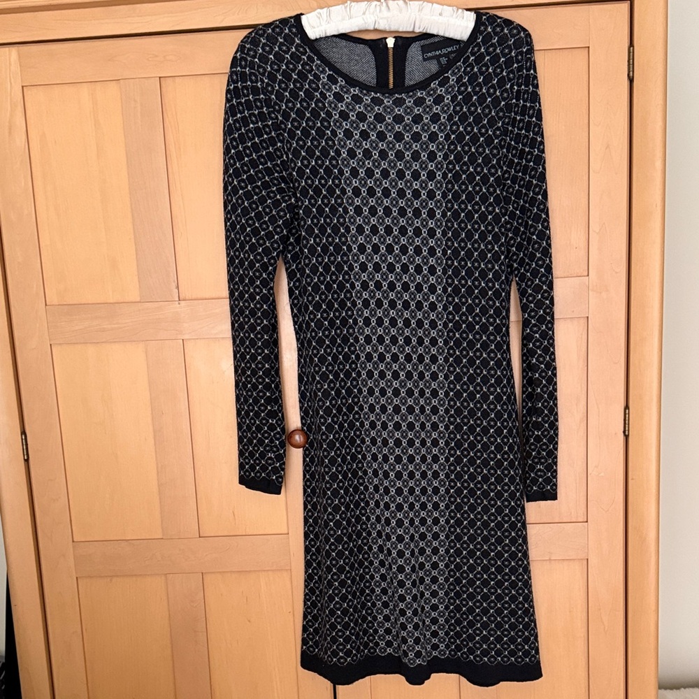 CYNTHIA ROWLEY Black and White Patterned Dress